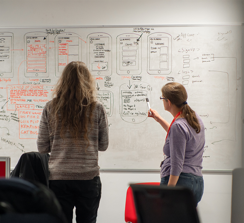 Students working on a final project