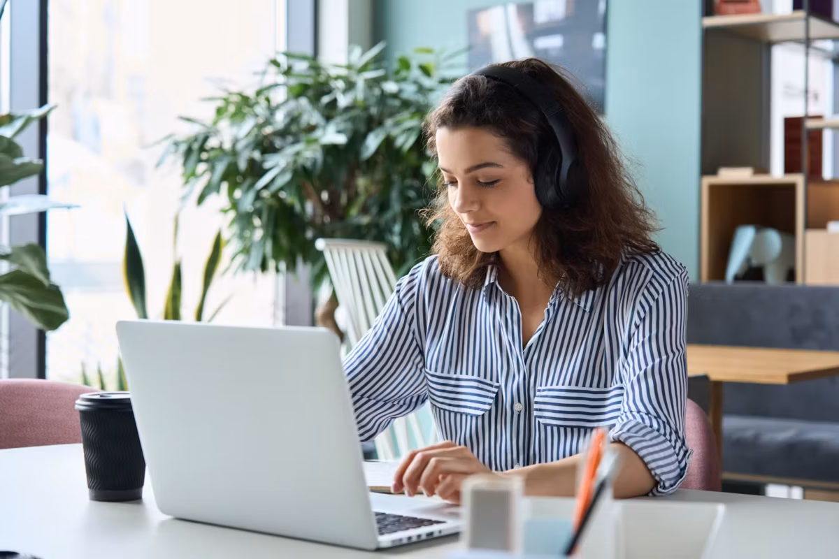 woman at computer studying Northcoders bootcamp